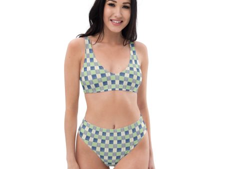 Checkerboard Plaid Recycled high-waisted bikini Supply