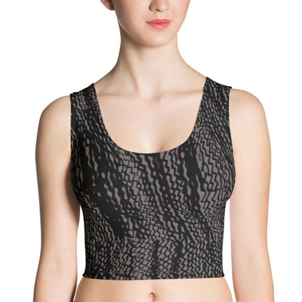 Charcoal Tire Scribbles Sublimation Cut & Sew Crop Top For Cheap