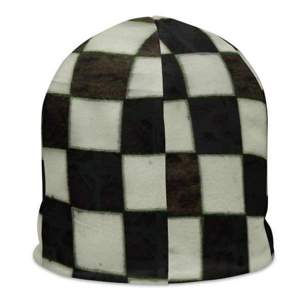 BW Checkerboard All-Over Print Beanie Cheap