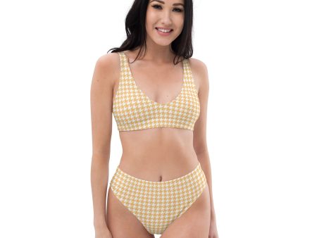 Banana Houndstooth Recycled high-waisted bikini Hot on Sale