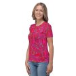 Bright Fuscia and Red Poppy Paisley on Plaid Women s T-shirt For Sale