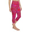 Bright Fuscia and Red Poppy Paisley on Plaid Yoga Capri Leggings Online now