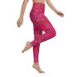 Bright Fuscia and Red Poppy Paisley on Plaid Yoga Leggings Online