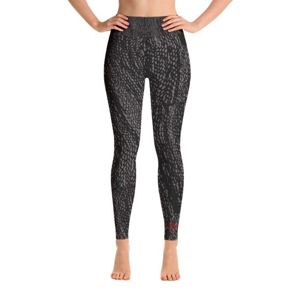 Charcoal Grey Tire Scribble Yoga Leggings For Sale