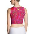 Bright Fuscia and Red Poppy Paisley on Plaid Crop Top Online Hot Sale