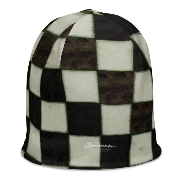 BW Checkerboard All-Over Print Beanie Cheap