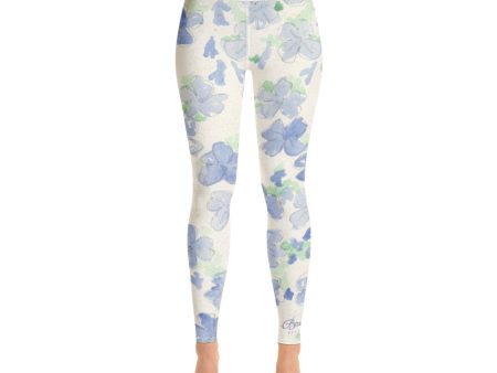 Blu&White Watercolor Floral Yoga Leggings Sale