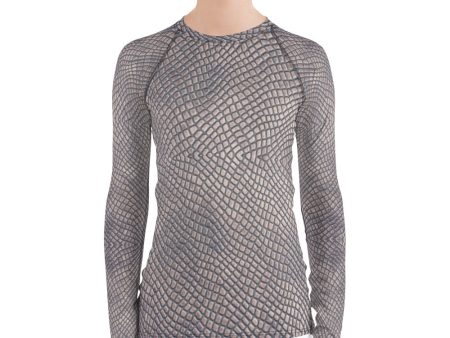 Croc Print Long Sleeve Tops Online Hot Sale