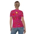 Bright Fuscia and Red Poppy Paisley on Plaid Women s T-shirt For Sale