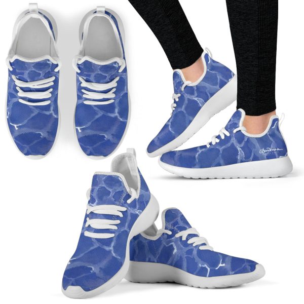 Blue Pool Mesh Knit Sneakers For Discount