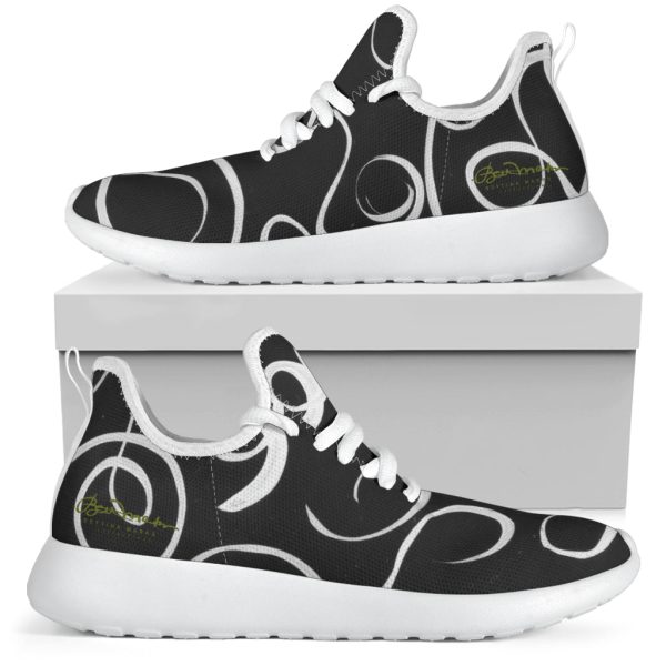 B&W Squiggles Mesh Knit Sneakers Online Sale